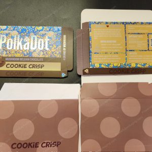 Large PolkaDot Magic Mushroom Belgain Chocolate : Cookie Crisp 4g 10-Pack with Master Case and Sleeve (5.5x3.5in) *Empty Box* (CaSupply)