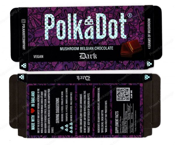 PolkaDot Magic Mushroom Belgain Chocolate : Dark Vegan 4g 10-Pack with Master Case (5x2.5in) *Empty Box* (CaSupply)
