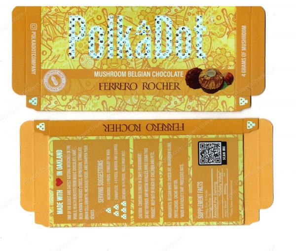 PolkaDot Magic Mushroom Belgain Chocolate : Forrero Rocher 4g 10-Pack with Master Case (5x2.5in) *Empty Box* (CaSupply)