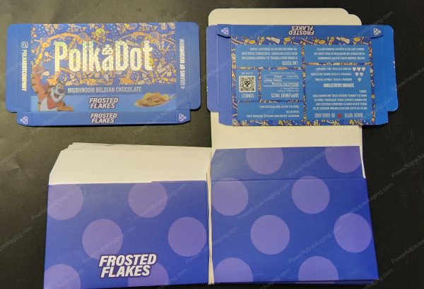 Large PolkaDot Magic Mushroom Belgain Chocolate : Frosted Flakes 4g 10-Pack with Master Case and Sleeve (5.5x3.5in) *Empty Box* (CaSupply)