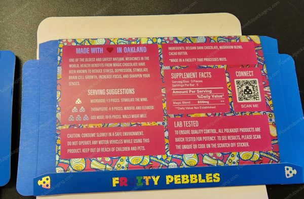 Large PolkaDot Magic Mushroom Belgain Chocolate : Fruity Pebbles 4g 10-Pack with Master Case and Sleeve (5.5x3.5in) *Empty Box* - Image 4
