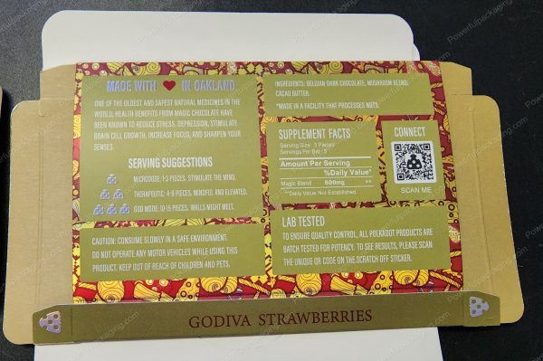Large PolkaDot Magic Mushroom Belgain Chocolate : Godiva Strawberries 4g 10-Pack with Master Case and Sleeve (5.5x3.5in) *Empty Box* - Image 4