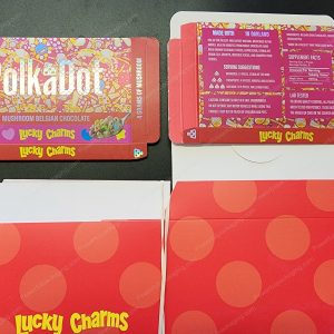 Large PolkaDot Magic Mushroom Belgain Chocolate : Lucky Charms 4g 10-Pack with Master Case and Sleeve (5.5x3.5in) *Empty Box*