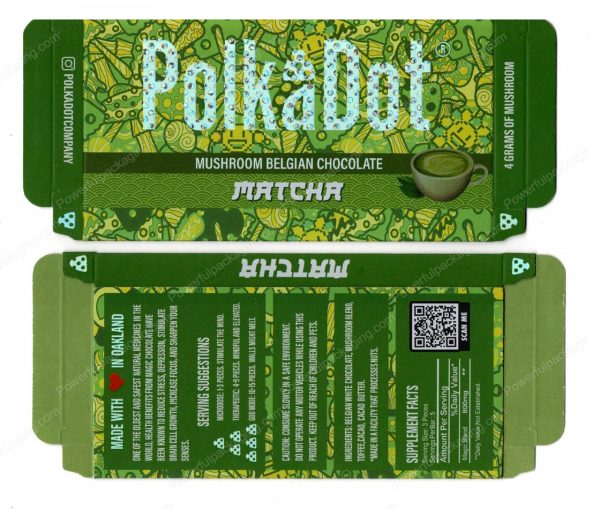 PolkaDot Magic Mushroom Belgain Chocolate : Matcha 4g 10-Pack with Master Case (5x2.5in) *Empty Box* (CaSupply)