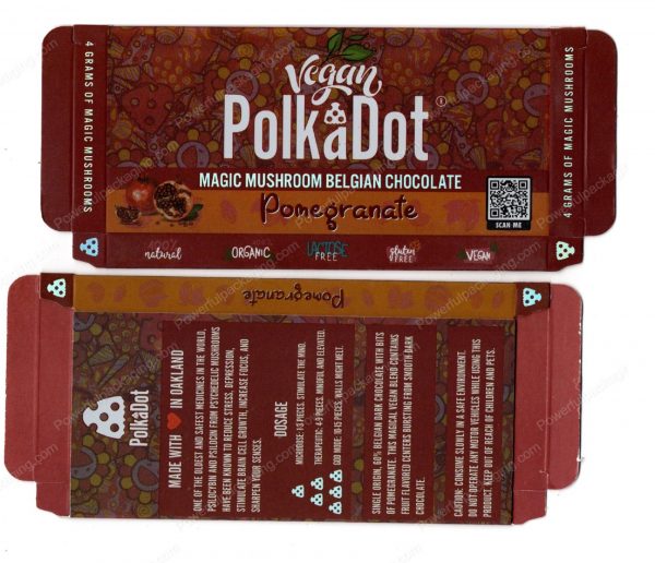 PolkaDot Magic Mushroom Belgain Chocolate : Pomegranate Vegan 4g 10-Pack with Master Case (5x2.5in) *Empty Box* (CaSupply)