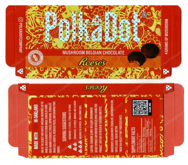 PolkaDot Magic Mushroom Belgain Chocolate : Reeses 4g 10-Pack with Master Case (5x2.5in) *Empty Box* (CaSupply)
