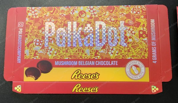 Large PolkaDot Magic Mushroom Belgain Chocolate : Reeces 4g 10-Pack with Master Case and Sleeve (5.5x3.5in) *Empty Box* - Image 3