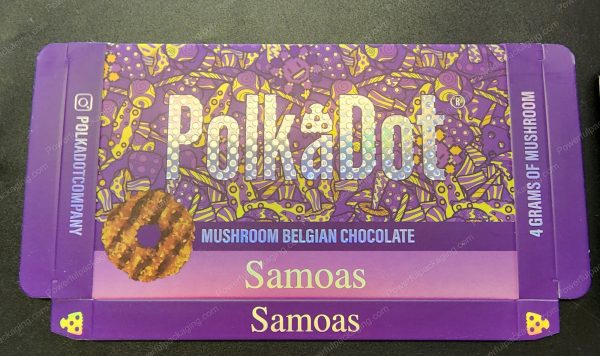 Large PolkaDot Magic Mushroom Belgain Chocolate : Samoas 4g 10-Pack with Master Case and Sleeve (5.5x3.5in) *Empty Box* - Image 2