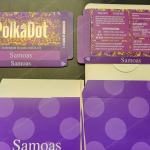 Large PolkaDot Magic Mushroom Belgain Chocolate : Samoas 4g 10-Pack with Master Case and Sleeve (5.5x3.5in) *Empty Box*