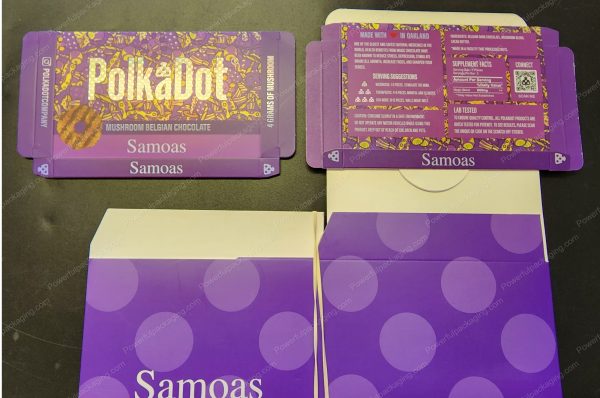 Large PolkaDot Magic Mushroom Belgain Chocolate : Samoas 4g 10-Pack with Master Case and Sleeve (5.5x3.5in) *Empty Box*