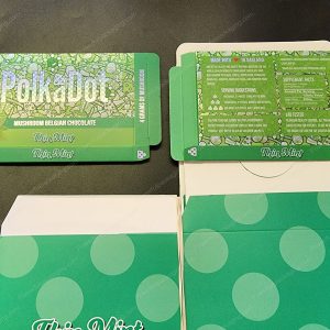 Large PolkaDot Magic Mushroom Belgain Chocolate : Thin Mint 4g 10-Pack with Master Case and Sleeve (5.5x3.5in) *Empty Box*