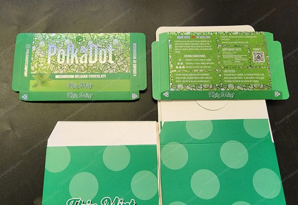 Large PolkaDot Magic Mushroom Belgain Chocolate : Thin Mint 4g 10-Pack with Master Case and Sleeve (5.5x3.5in) *Empty Box*