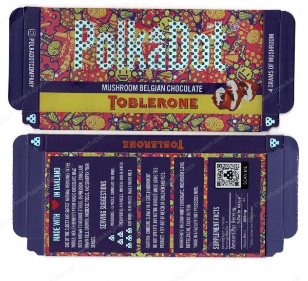 PolkaDot Magic Mushroom Belgain Chocolate : Toblerone 4g 10-Pack with Master Case (5x2.5in) *Empty Box* (CaSupply)
