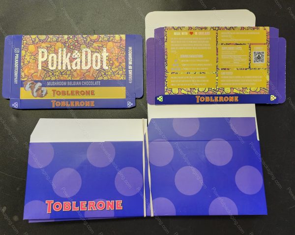 Large PolkaDot Magic Mushroom Belgain Chocolate : Toblerone 4g 10-Pack with Master Case and Sleeve (5.5x3.5in) *Empty Box* - Image 4