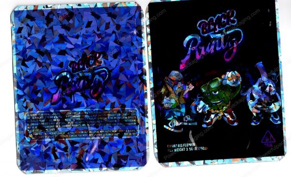 Runtz : Black Runtz Holographic Flower Packaging 3.5 Mylar Bag *Empty Bags* (CaSupply) (#RB)