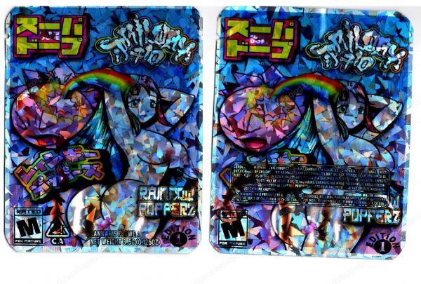 Super Dope Rainbow Popperz Anime Holographic Flower Packaging 3.5 Mylar Bag *Empty Bags* (#RB)