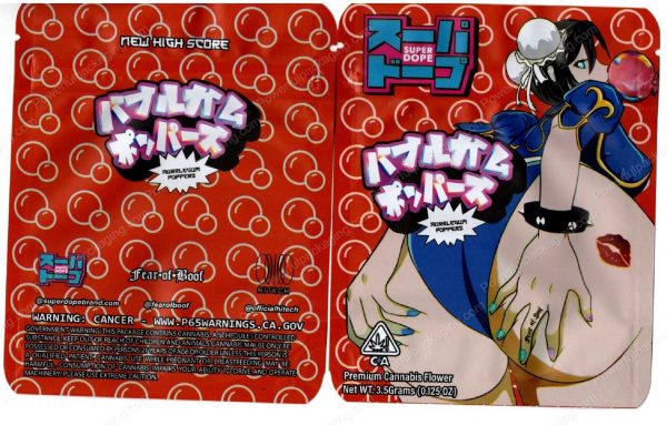 Super Dope Bubblegum Popperz Red Anime Flower Packaging 3.5 Mylar Bag *Empty Bags*