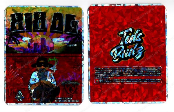 Teds Budz 818 OG Holographic Flower Packaging 3.5 Mylar Bag *Empty Bags* (CaSupply) (#RB)