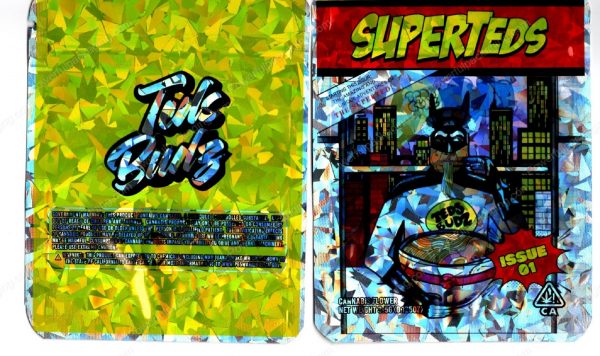 Teds Budz SuperTeds Holographic Flower Packaging 3.5 Mylar Bag *Empty Bags* (CaSupply) (#RB)