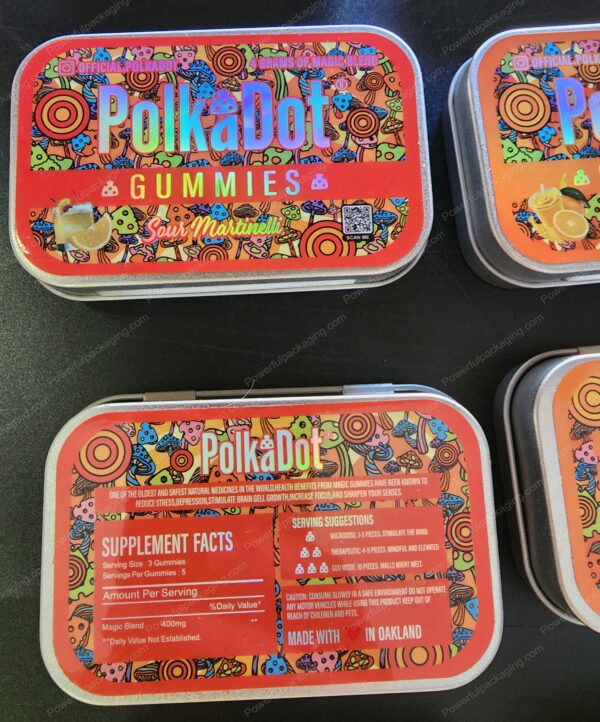 Polkadot Gummies Tin Sour Martinelli 4-Gram Edible Mushroom Packaging *Empty Packaging* (CaSupply)