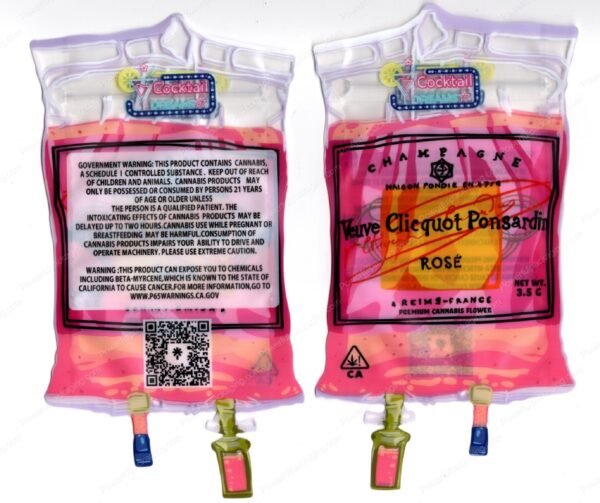 Cocktail Dreams Champagne Veuve Cliequot Ponsardin Rose 3.5 Mylar Shaped Bag Flower Packaging *Empty Bags* (CaSupply) (#C1S)