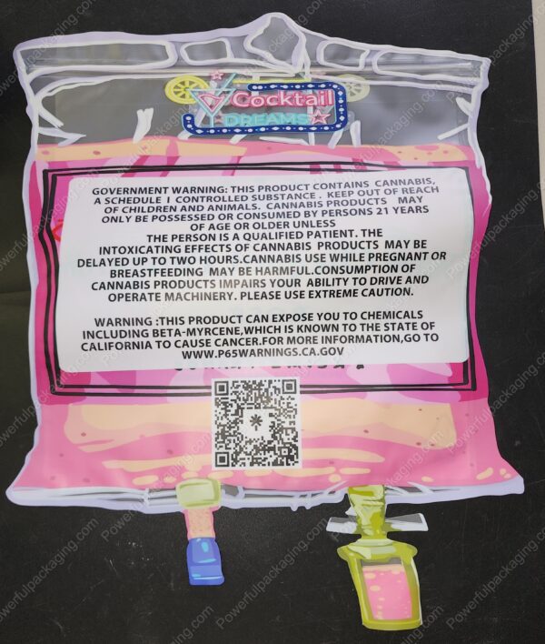 Cocktail Dreams Champagne Veuve Cliequot Ponsardin Rose Pound Bag Shaped Mylar 1lb Bag *Empty Bag* (CaSupply) - Image 3