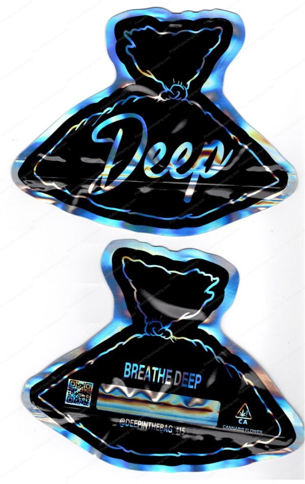 Deep : Breath Deep Reflective 3.5 Mylar Shaped Bag Flower Packaging *Empty Bags* (#RC3)