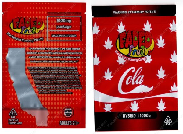 FADED fruits : Cola (Hybrid 1000mg) Gummies Edible Mylar Bag *Empty Bags* (CaSupply) (#C3S)