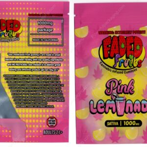 FADED fruits : Pink Lemonade (Sativa 1000mg) Gummies Edible Mylar Bag *Empty Bags* (CaSupply) (#C3S)