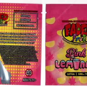 FADED fruits : Pink Lemonade (Sativa 500mg) Gummies Edible Mylar Bag *Empty Bags* (CaSupply) (#C3S)