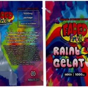 FADED fruits : Rainbow Gelato (Indica 1000mg) Gummies Edible Mylar Bag *Empty Bags* (CaSupply) (#C3S)