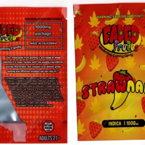 FADED fruits : Strawnana (Indica 1000mg) THC Gummies Edible Mylar Bag *Empty Bags* (CaSupply) (#C3S)
