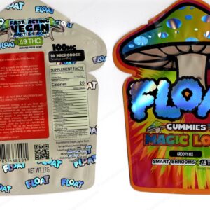 Float Magic Love Groovy Mix Reflective Mushroom Mylar Shaped Gummies Bag Delta-9 Packaging *Empty Bags* (#RC3)