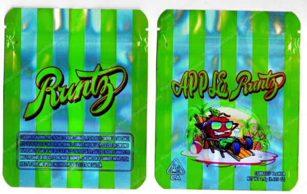 Runtz : Apple Runtz Reflective Flower Packaging 3.5 Mylar Bag *Empty Bags* (#C3)