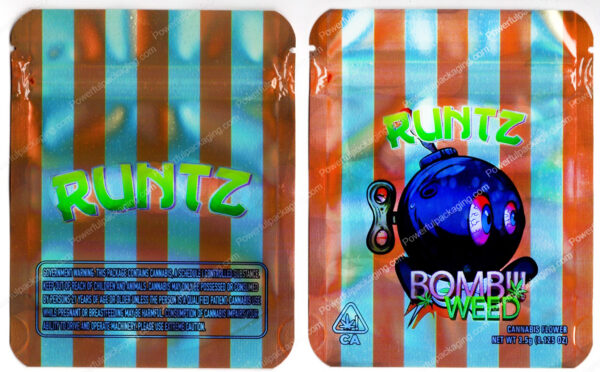 Runtz : Bomb Weed Reflective Flower Packaging 3.5 Mylar Bag *Empty Bags* (#C3)