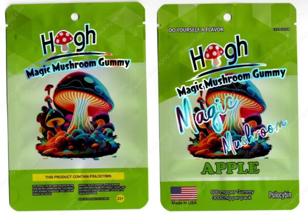 High Magic Mushroom Apple Psilocybin 3000mg Gummy Packaging Mylar Bag *Empty Bags* (CaSupply) (#C3S)