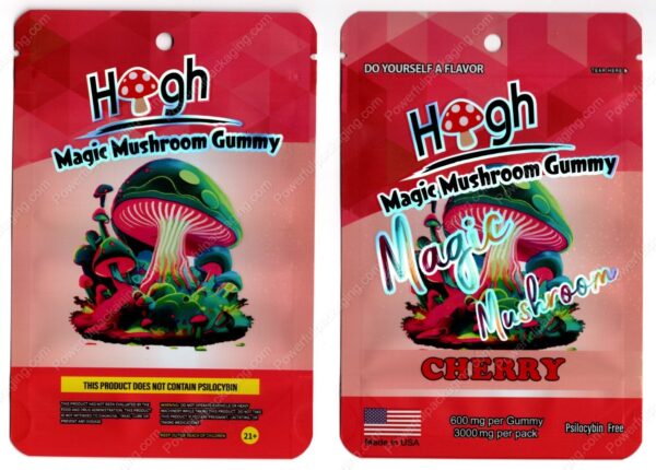 High Magic Mushroom Cherry Psilocybin 3000mg Gummy Packaging Mylar Bag *Empty Bags* (CaSupply) (#C3S)