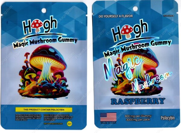 High Magic Mushroom Raspberry Psilocybin 3000mg Gummy Packaging Mylar Bag *Empty Bags* (CaSupply) (#C3S)