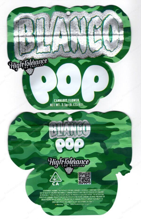 HighTolerance Blanco POP 3.5 Mylar Shaped Bag Flower Packaging *Empty Bags* (CaSupply) (#C1S)