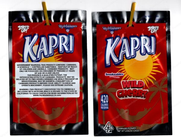 Jokes Up x HighTolerance : Kapri Wild Cherry 3.5 Mylar Shaped Bag Flower Packaging *Empty Bags* (CaSupply) (#C2S)