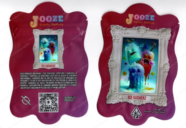 Jooze Exotic Gallery Ice Gusherz 3.5 Mylar Shaped Bag Flower Packaging *Empty Bags* (CaSupply) (#C2S)