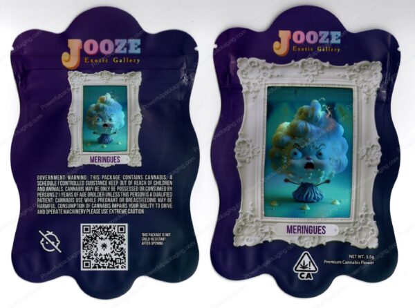 Jooze Exotic Gallery Meringues 3.5 Mylar Shaped Bag Flower Packaging *Empty Bags* (CaSupply) (#C2S)