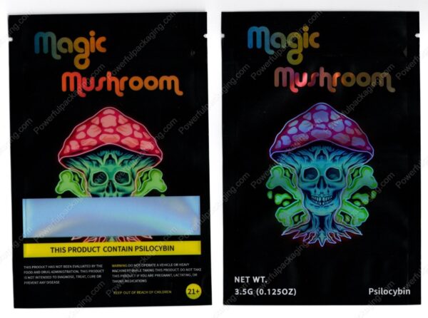 Magic Mushroom Version-12 Psilocybin Reflective Mushroom Packaging Mylar Bag  *Empty Bags* (CaSupply) (#C3S)