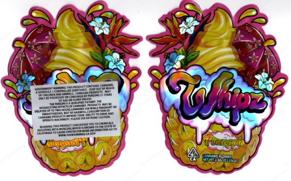 Pineapple Whipz Generic 3.5 Mylar Shaped Bag Flower Packaging *Empty Bags* (CaSupply) (#C1S)