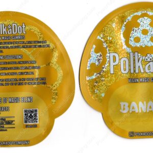 Polkadot Banana Vegan Mushroom Gummies 4Gram Edible Mylar Shaped Bag Packaging *Empty Bags* (CaSupply) (#C3S)