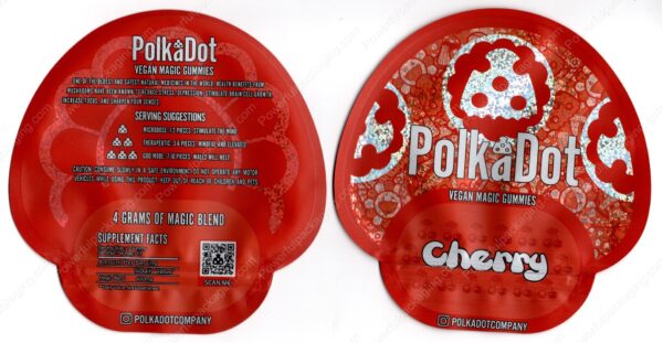 Polkadot Cherry Vegan Mushroom Gummies 4Gram Edible Mylar Shaped Bag Packaging *Empty Bags* (CaSupply) (#C3S)