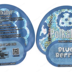 Polkadot Blue Berry Vegan Mushroom Gummies 4G Edible Mylar Shaped Bag Packaging *Empty Bags* (#C1)