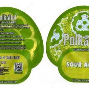 Polkadot Sour Apple Vegan Mushroom Gummies w/ Display Case 4G Edible Mylar Shaped Bag Packaging *Empty Bags* (#C1)