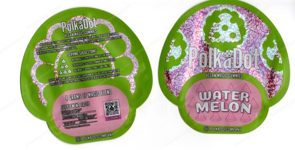 Polkadot Water Melon Vegan Mushroom Gummies w/ Display Case 4G Edible Mylar Shaped Bag Packaging *Empty Bags* (#C1)