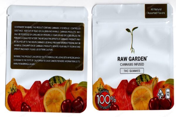 Raw Garden Cannabis Infused 600mg Edible Mylar Bag Packaging *Empty Bags* (CaSupply) (#C1S)